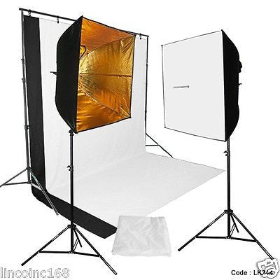 Continuous Photo Video Studio Softbox Lighting W/ Backdrop Stand Kit NEW