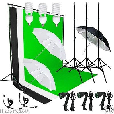 Studio lighting Photography Studio 3 Backdrops Stand Muslin Photo Light Kit