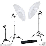 Studio Photography 2x 33" Soft White Umbrella + 3x Photo Light Kit LINCO