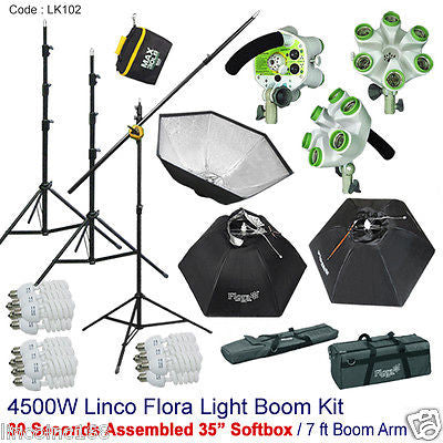 4500W Linco Studio Photo Soft Box Video Lighting Light Boom Stand Kit LK102