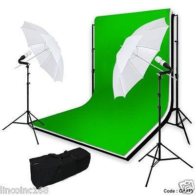 Linco Studio Photography Umbrella Lighting W/ Background Support Kit Carry Case