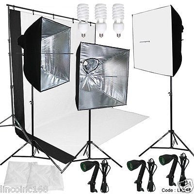 Linco Studio Photo Backdrop Muslin Studio Umbrella Lighting Bulb Light Kit