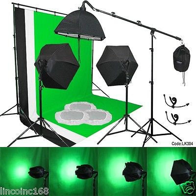 Photo Studio Backdrop 3color Muslin 3Softbox Photo Video Lighting Studio Kit