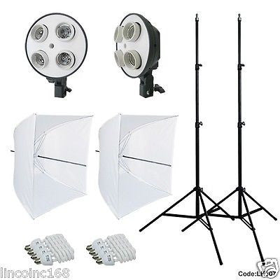 32" Photography White Umbrella Translucent Photo Studio Lights Lighting Kits