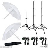 Studio Photography 2x 33" Soft White Umbrella + 3x Photo Light Kit LINCO