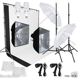 24" Photo Softbox Umbrella Studio Continuous Lighting Backdrop Stand Kit