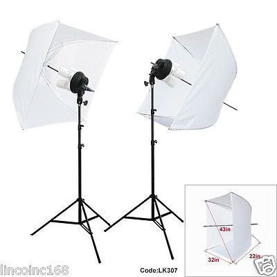 32" Photography White Umbrella Translucent Photo Studio Lights Lighting Kits