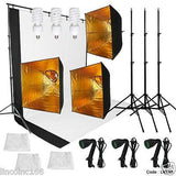 Photography Studio Photo Studio Lighting and Background Kit W/ Muslin Backdrops