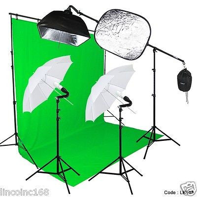Photography Studio Lighting Video Light and Background Kit W/ Muslin Backdrop